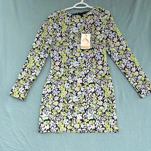 Stine Goya Lecce Abstract Jacquard Long Sleeve Mini Dress Size M NWT FLORAL Slim